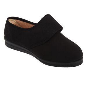 Comfylux Womens/Ladies Stella Superwide Velcro Slippers / Black